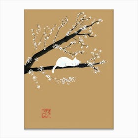 White Cat In The Tree Canvas Print