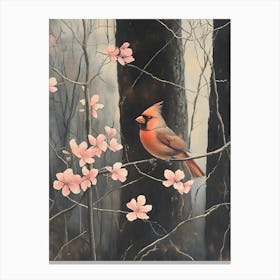 Cardinal In The Woods 2 Canvas Print