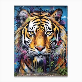 Tiger Art In Mural Art Style 1 Canvas Print