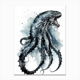 Kraken Watercolor Painting (31) Canvas Print
