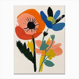 Painted Florals Poppy 4 Canvas Print