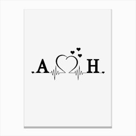 Personalized Couple Name Initial A And H Canvas Print