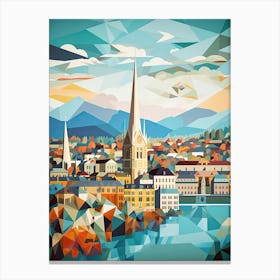 Zurich, Switzerland, Geometric Illustration 1 Canvas Print