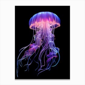 Mauve Stinger Jellyfish Neon Illustration 3 Canvas Print