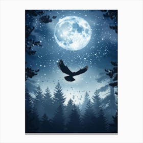 Eagle Flying In The Night Sky Canvas Print