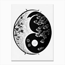 Minimal Yin and Yang 5 Linocut Canvas Print