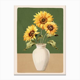 Sunflowers in a White Vase 3 Canvas Print