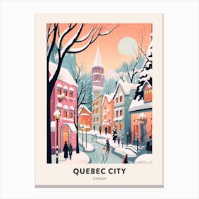 Vintage Winter Travel Poster Quebec City Canada 1 Canvas Print
