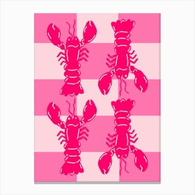 Lobster Tile Pink On Pink Canvas Print