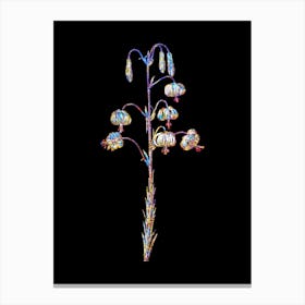 Stained Glass Lilium Pyrenaicum Mosaic Botanical Illustration on Black n.0185 Canvas Print