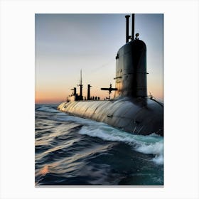 Submarine In The Ocean-Reimagined 11 Canvas Print