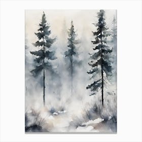 Winter Forest Pinetrees Canvas Print