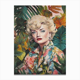 Floral Handpainted Portrait Of Marilyn Monroe Canvas Print
