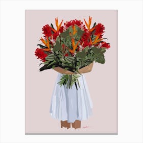 Girlholdingflowertropical Canvas Print