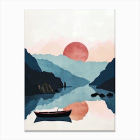 Sunset On The Como Lake, Minimalism Canvas Print