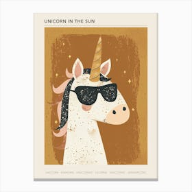 Unicorn With Sunglasses On Muted Pastel 2 Poster Canvas Print