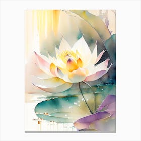 American Lotus Storybook Watercolour 3 Canvas Print