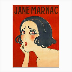 Jane Marac, Woman Portrait, Vintage Poster Canvas Print