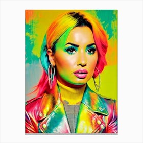 Demi Lovato Colourful Pop Art Canvas Print