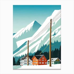 Oberstdorf 2, Germany Midcentury Vintage Skiing Poster Canvas Print