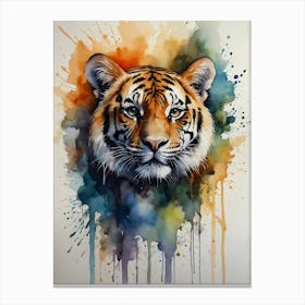 Tiger Watercolor Painting Canvas Print