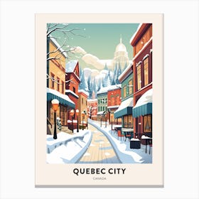 Vintage Winter Travel Poster Quebec City Canada 3 Canvas Print