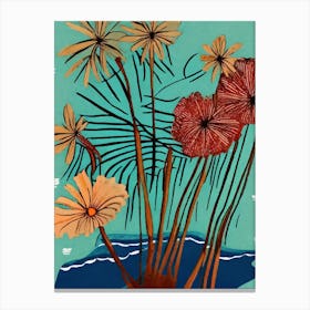 Boho Tropical Flowers Canvas Print