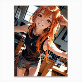 Anime Girl With Orange Hair Canvas Print