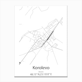 Korolevo,Ukraine Minimalist Map Canvas Print