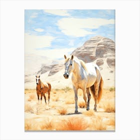 Horses Painting In Namibrand Nature Reserve, Namibia 1 Canvas Print