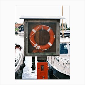 Life Buoy In The Harbour of Elburg // The Netherlands // Travel Photography Canvas Print