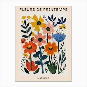 Spring Floral French Poster  Marigold 4 Canvas Print