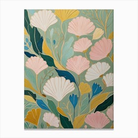 Pastel Abstract Gingko Leaves Canvas Print