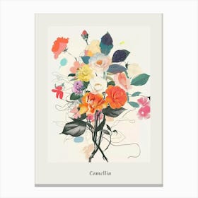 Camellia 1 Collage Flower Bouquet Poster Canvas Print