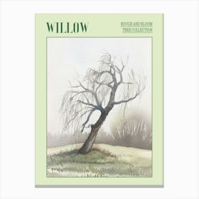 Willow Tree Atmospheric Watercolour Painting 1 Poster Canvas Print