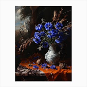 Baroque Floral Still Life Cornflower 3 Canvas Print