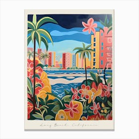 Poster Of Long Beach, California, Matisse And Rousseau Style 3 Canvas Print