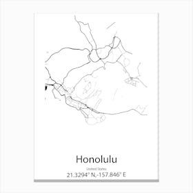 Honolulu,United States Minimalist Map Stampe su tela