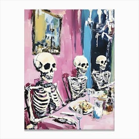 Skeletons At The Table 2 Canvas Print