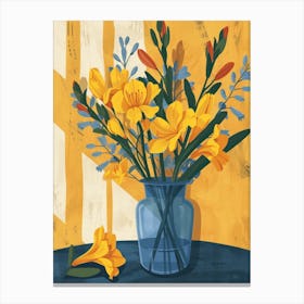 Freesia Flowers On A Table   Contemporary Illustration 1 Canvas Print