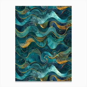 Blue And Gold Waves 3 Canvas Print