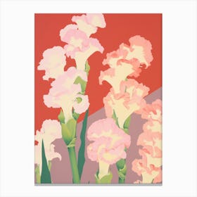 Gladioli Flower Big Bold Illustration 3 Canvas Print