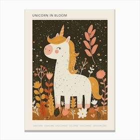 Unicorn In A Meadow Of Flowers Mustard Muted Pastels 1 Poster Canvas Print