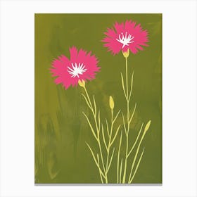 Pink & Green Cornflower 1 Canvas Print
