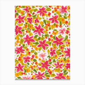 Honeysuckle Floral Print Retro Pattern1 Flower Canvas Print