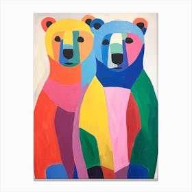 Colourful Kids Animal Art Grizzly Bear 4 Canvas Print