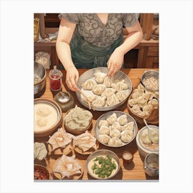 Dumpling Making Chinese New Year 2 Canvas Print