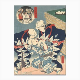 Two Women With A Drunkard (I) By Utagawa Kunisada Canvas Print