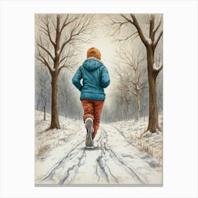 Jogging In The Snow Canvas Print