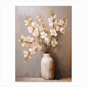 Freesia, Autumn Fall Flowers Sitting In A White Vase, Farmhouse Style 4 Canvas Print